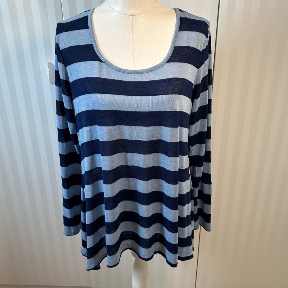 Motherhood Oh Baby blue gray striped long sleeve light sweater maternity Sz XL
